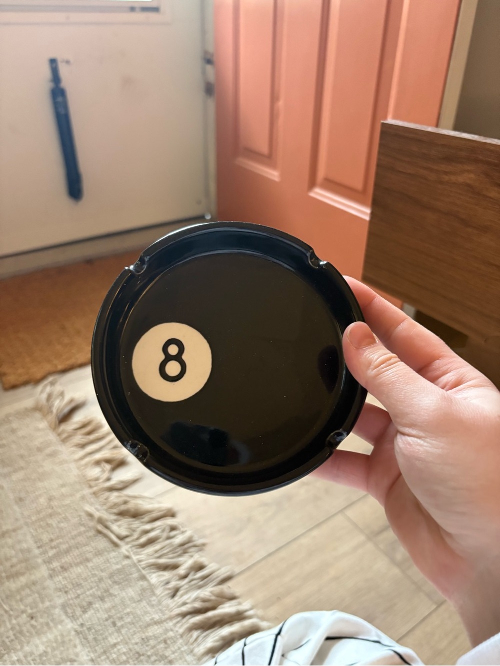 Black 8-Ball Ceramic Keys/CatchAll Tray - Classic Home Games Accent - Picture 2 of 4